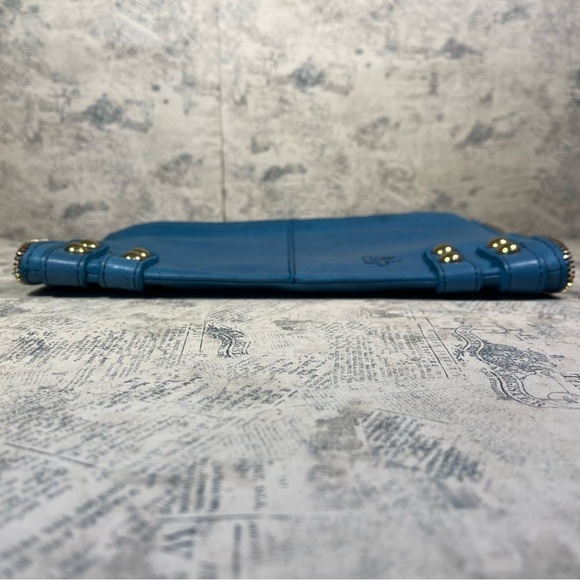 Linea Pelle Double Zipper Clutch with studs and decorative zipper around - Picture 5 of 12